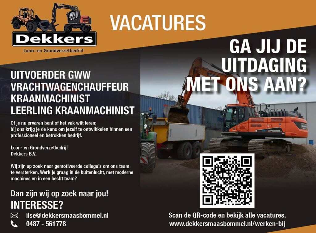 Vacatures Loon- en Grondverzetbedrijf Dekkers B.V.